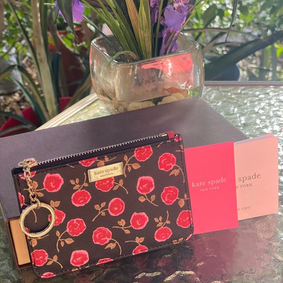 Kate Spade Rose Cardholder Wallet Key Pouch - Picture 7 of 9
